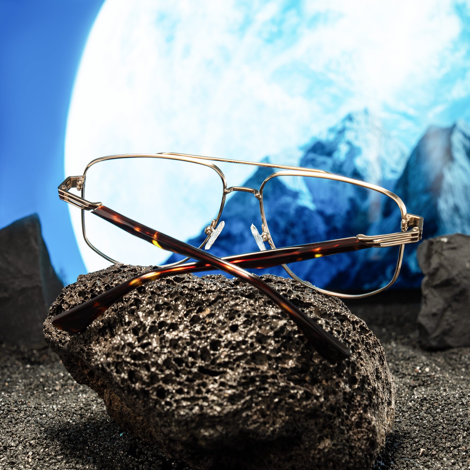 Lifestyle photography #2 of Lovonin in Gold/Tortoise with Clear Eyeglass Lenses