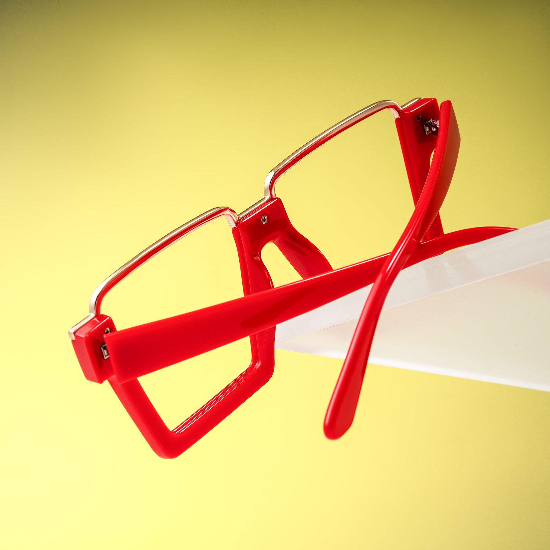 Lifestyle photography #2 of Reyes in Red with Clear Eyeglass Lenses