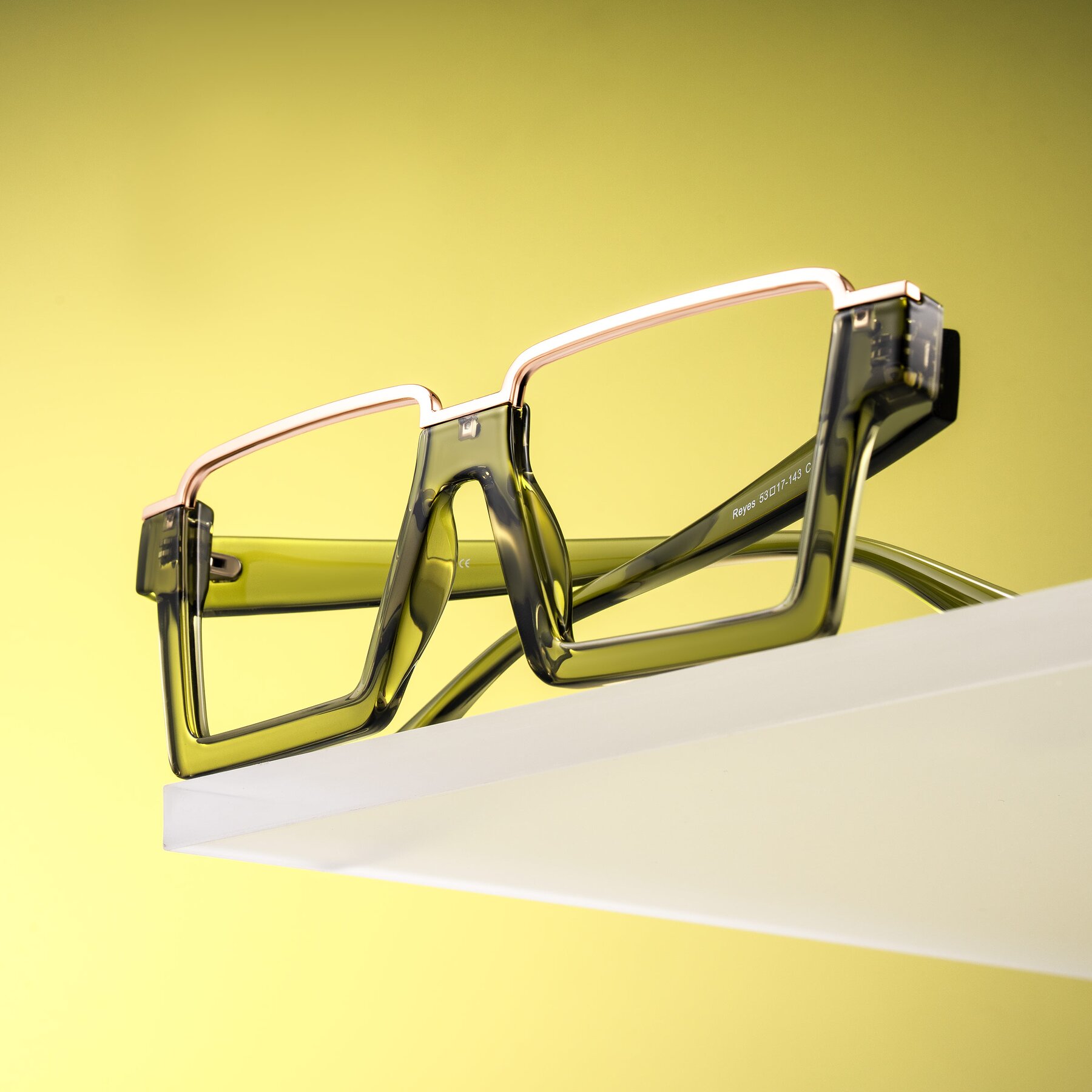 Lifestyle photography #1 of Reyes in Green with Clear Eyeglass Lenses