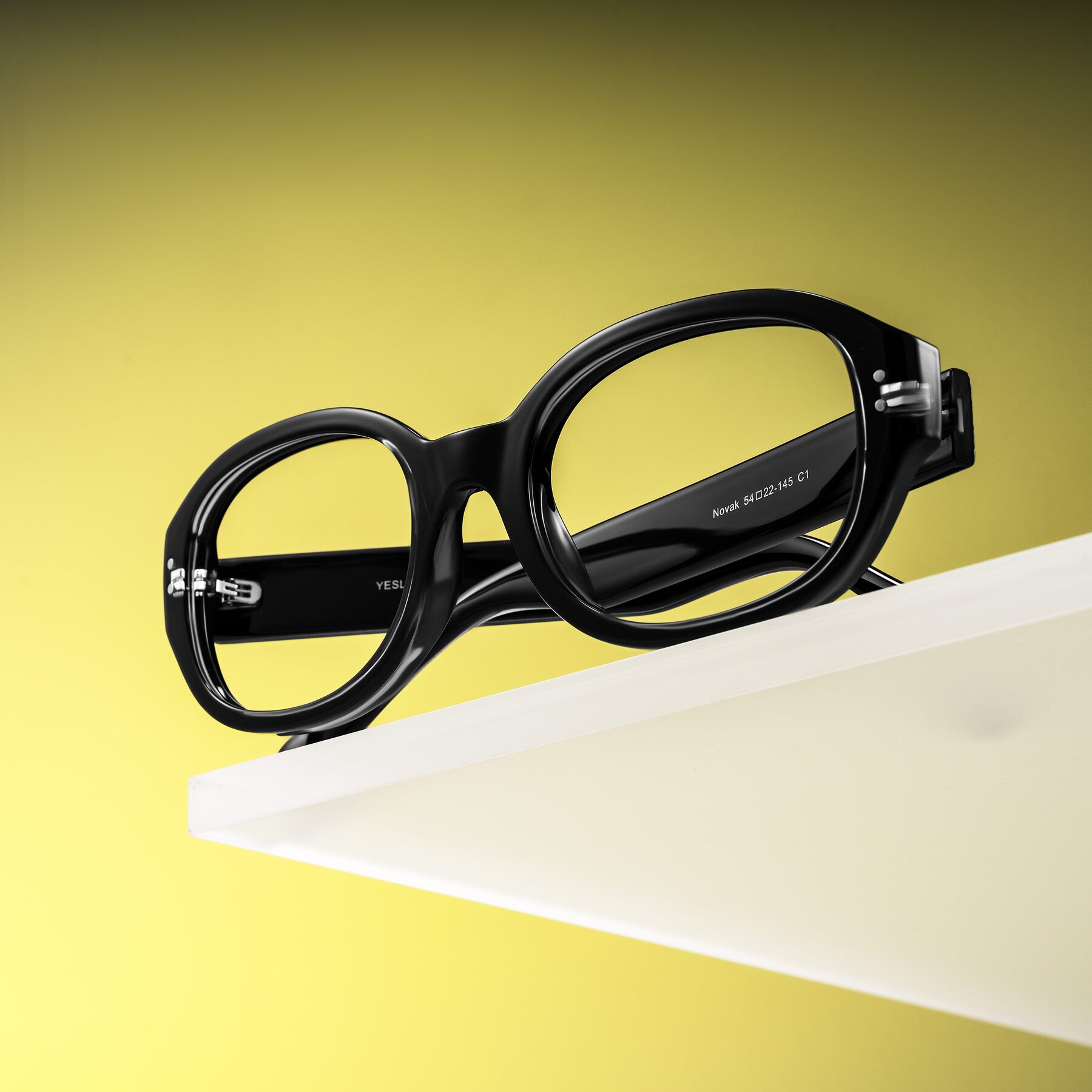 Lifestyle photography #1 of Novak in Black with Clear Blue Light Blocking Lenses
