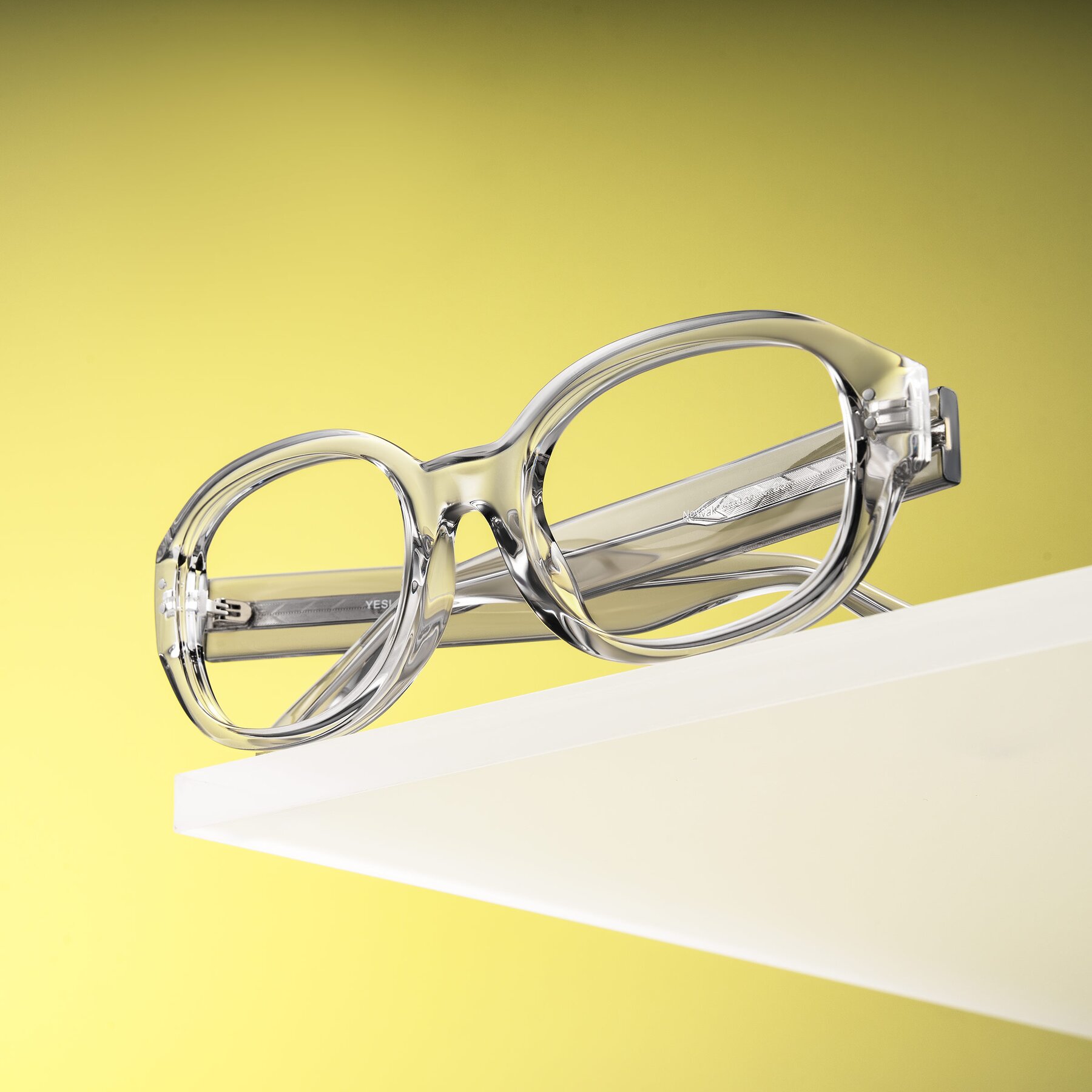 Lifestyle photography #1 of Novak in Transparent Gray with Clear Blue Light Blocking Lenses