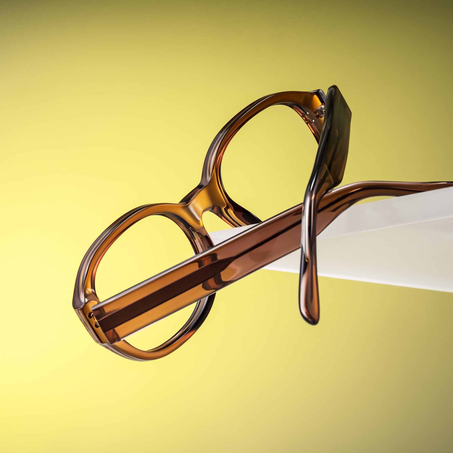 Lifestyle photography #2 of Novak in Translucent Brown with Clear Blue Light Blocking Lenses