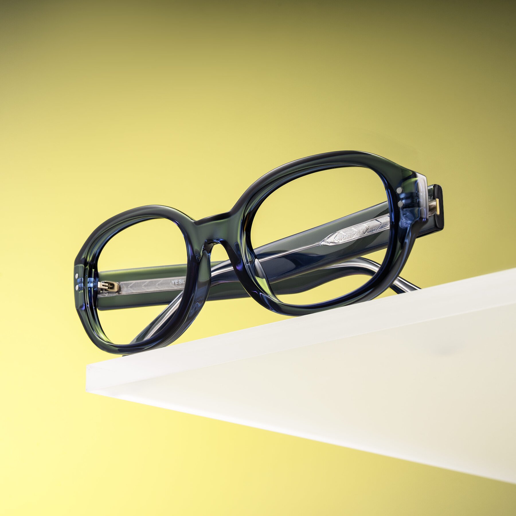 Translucent Blue Hipster Oversized Oval Eyeglasses - Novak