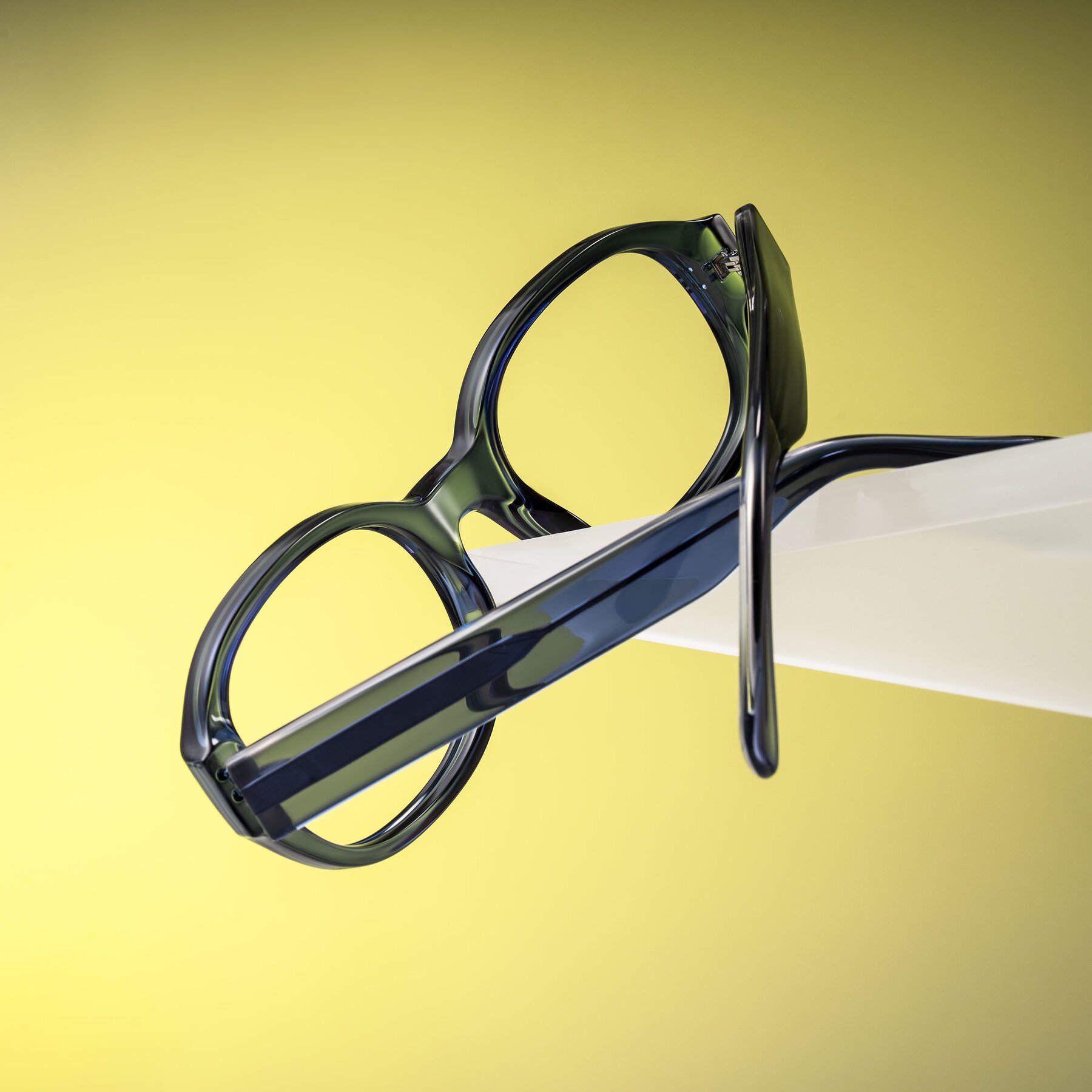 Translucent Blue Hipster Oversized Oval Eyeglasses - Novak