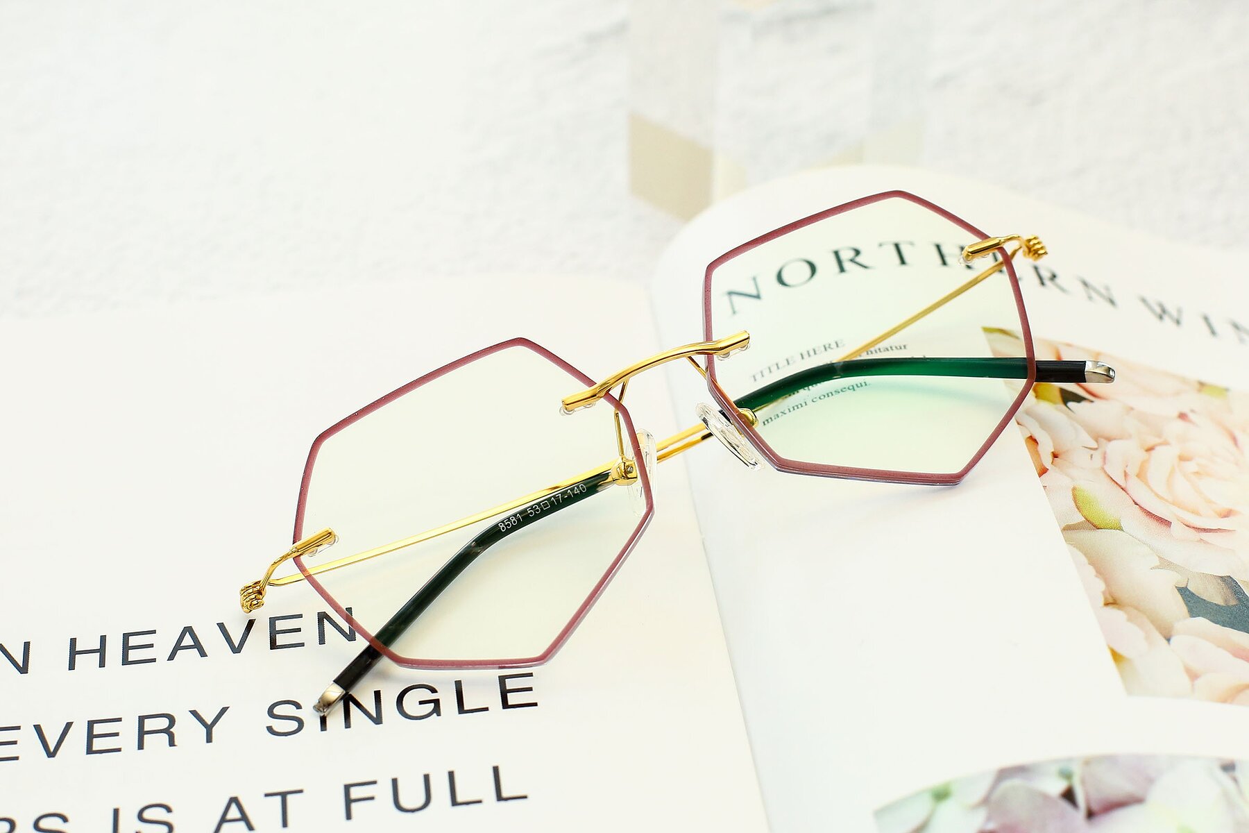 Women's lifestyle photography #1 of Y7003 in Wine-Gold with Clear Reading Eyeglass Lenses