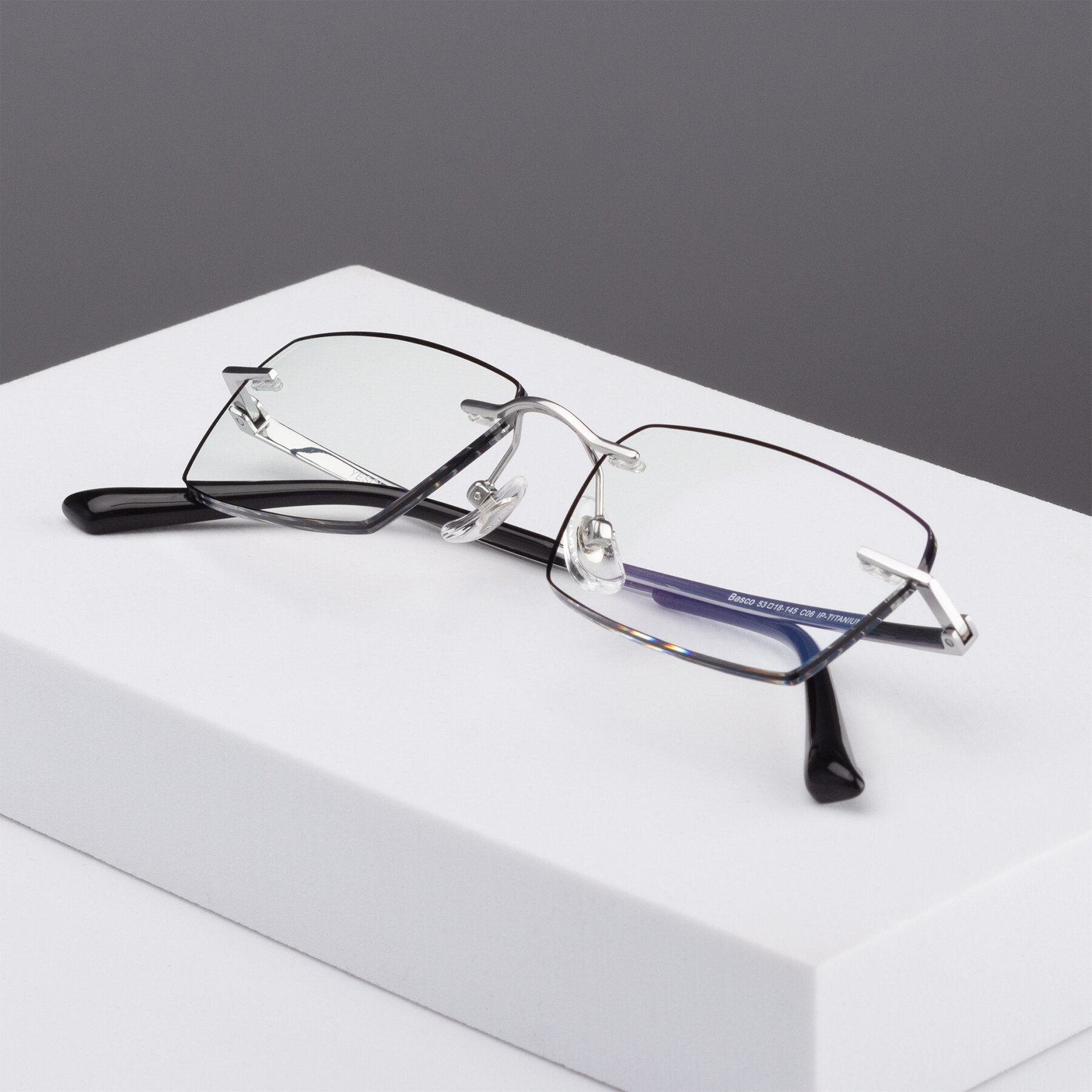 Men's lifestyle photography #2 of Basco in Silver-Black with Clear Blue Light Blocking Lenses