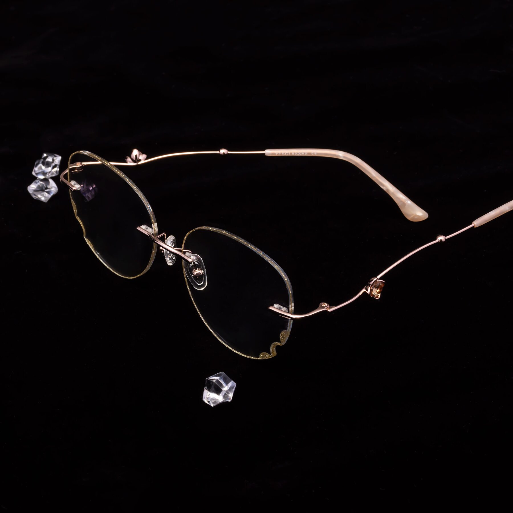 Women's lifestyle photography #1 of Y7060 in Gold Glitter-Rose Gold with Clear Eyeglass Lenses