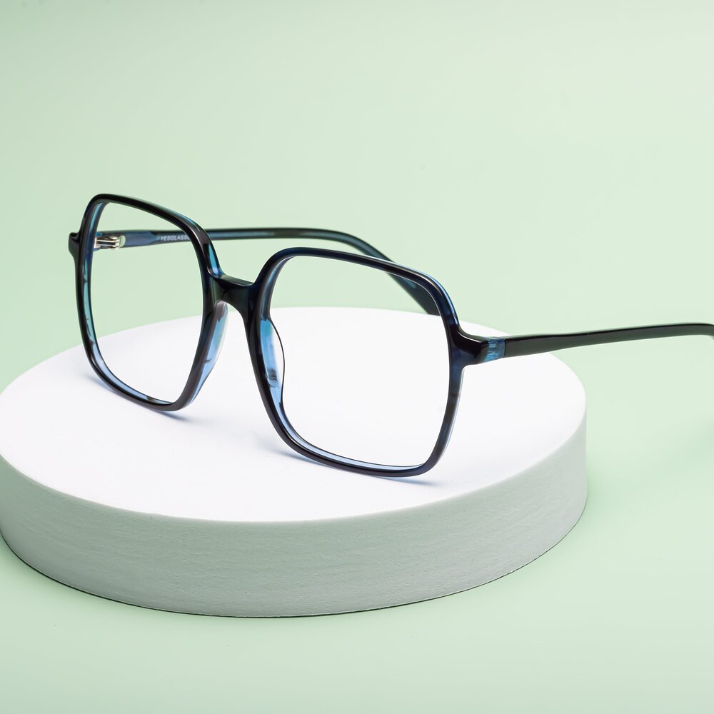 Blue Oversized Lightweight Square Blue Light Glasses - O'malley