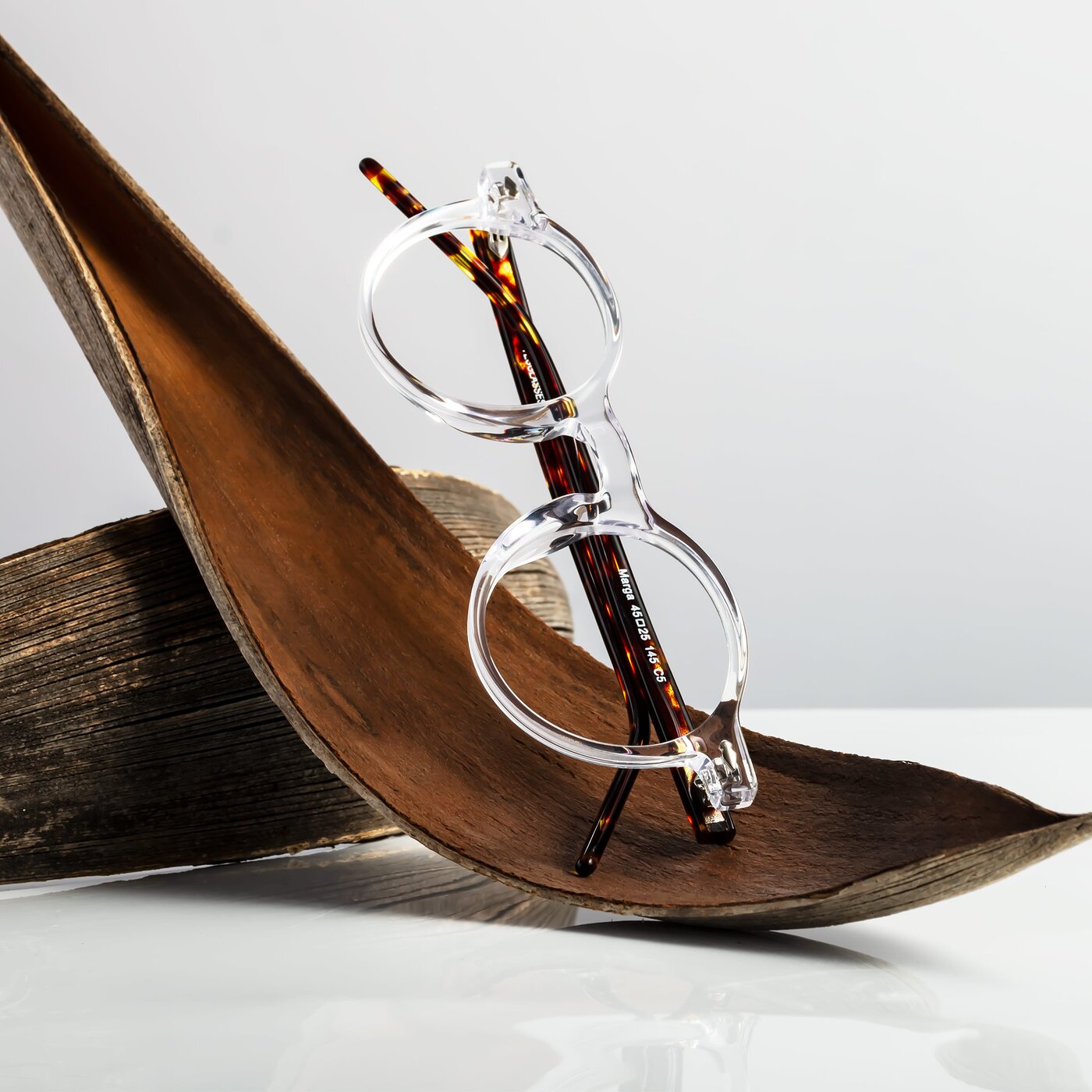 Clear/Tortoise Keyhole Bridge Retro-Vintage Round Eyeglasses - Marga