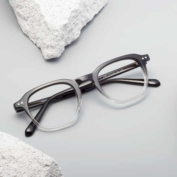 Gradient Gray Retro-Vintage Keyhole Bridge Acetate Eyeglasses - 1484