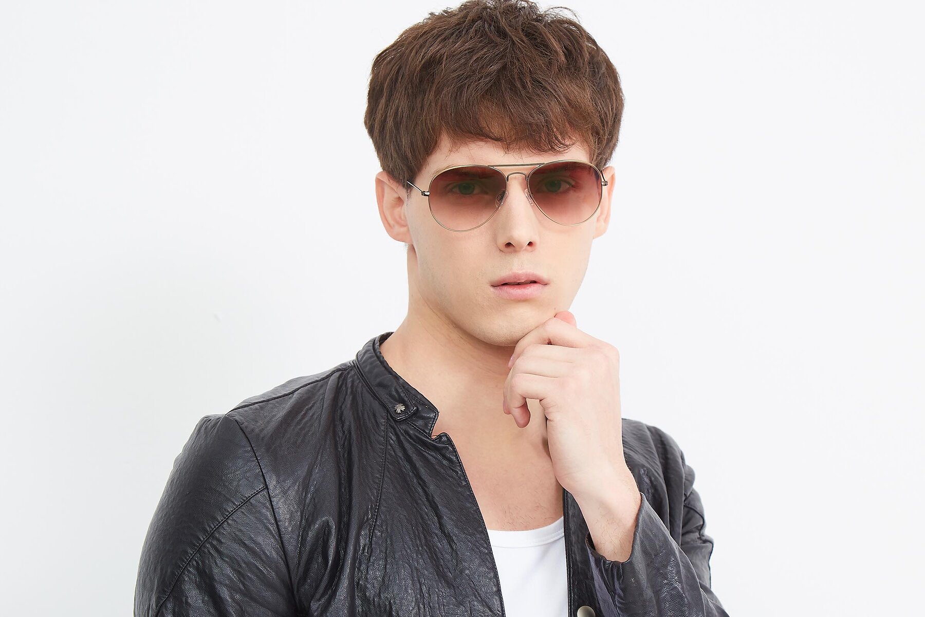 Men's lifestyle photography (landscape-1) of Yesterday in Antique Bronze with Brown Gradient Lenses
