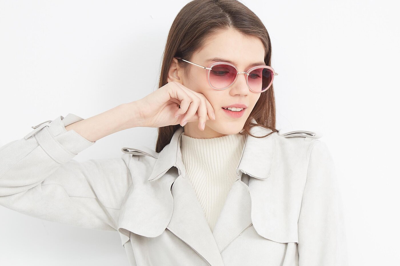 Pink Gold Oversized Hipster Full Rim Gradient Sunglasses With Purple Sunwear Lenses Cosmopolitan 8154