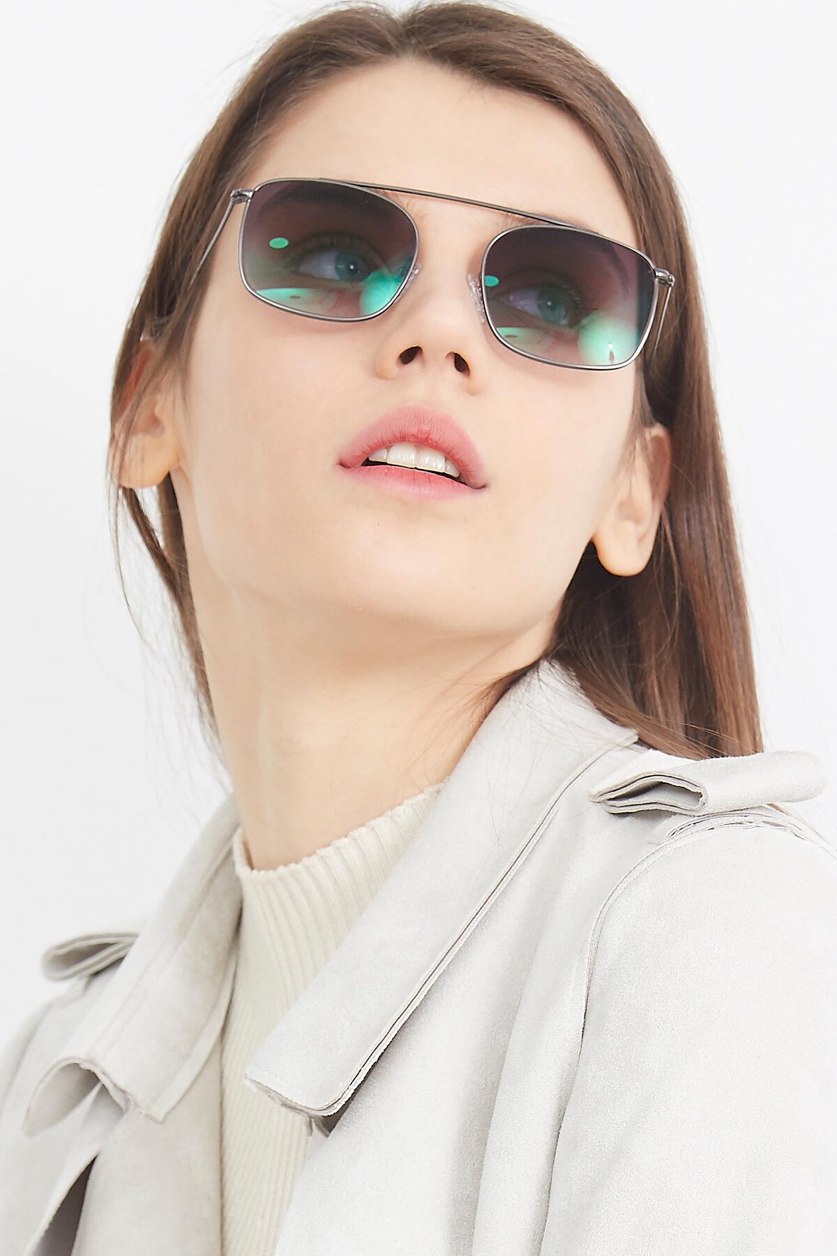 Women's lifestyle photography (portrait-1) of The Librarian in Gunmetal with Gray Gradient Lenses