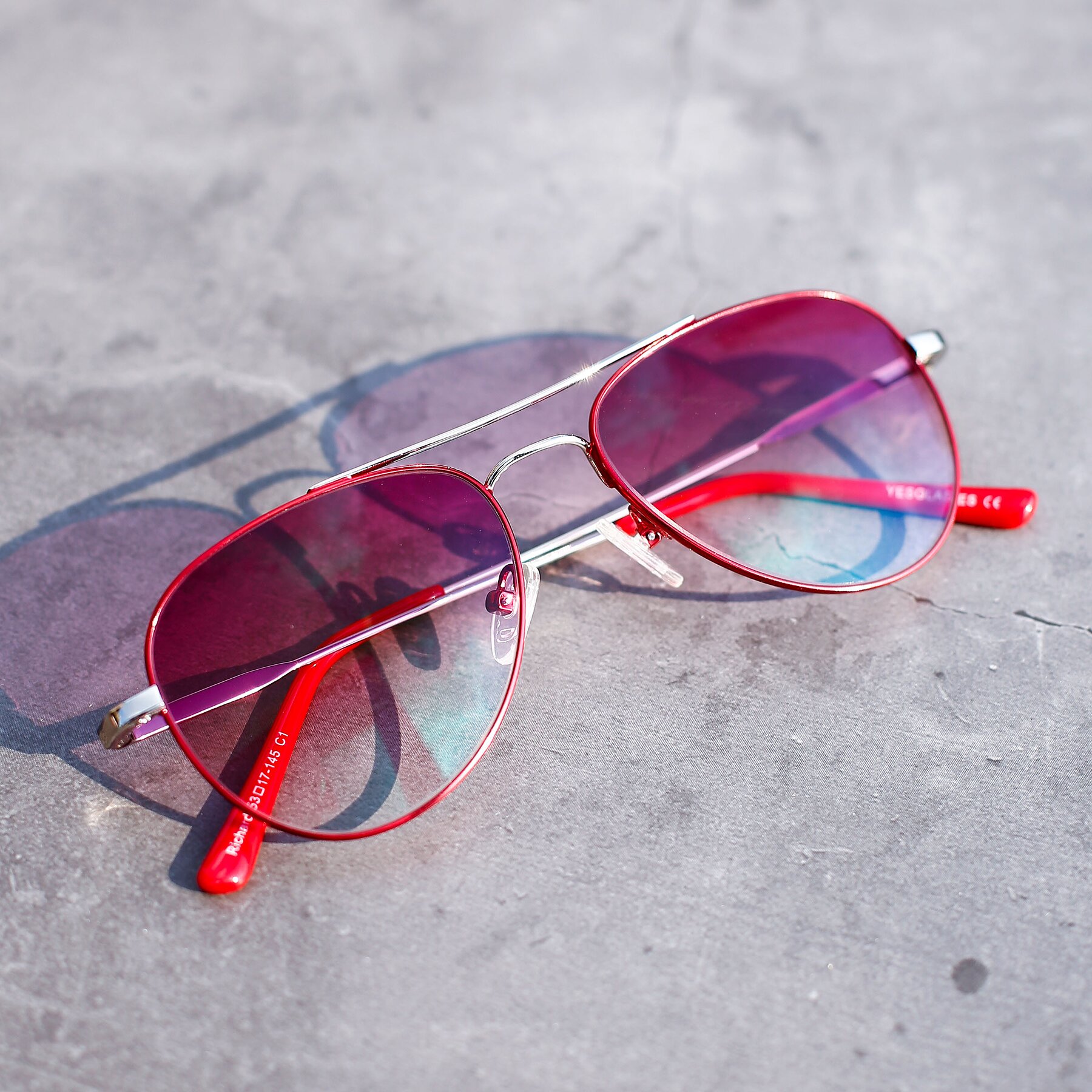 Women's lifestyle photography #2 of Richard in Red-Silver with Gray Gradient Lenses