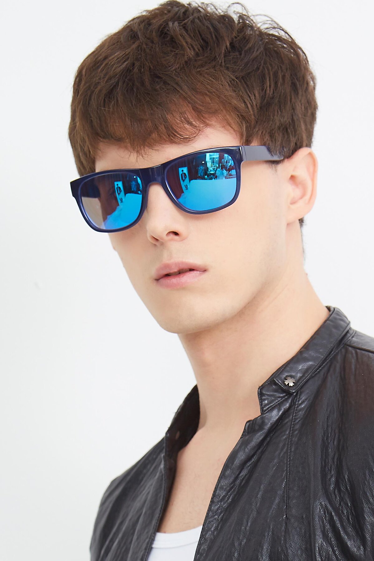 Men's lifestyle photography (portrait-2) of SSR213 in Blue with Blue Mirrored Lenses