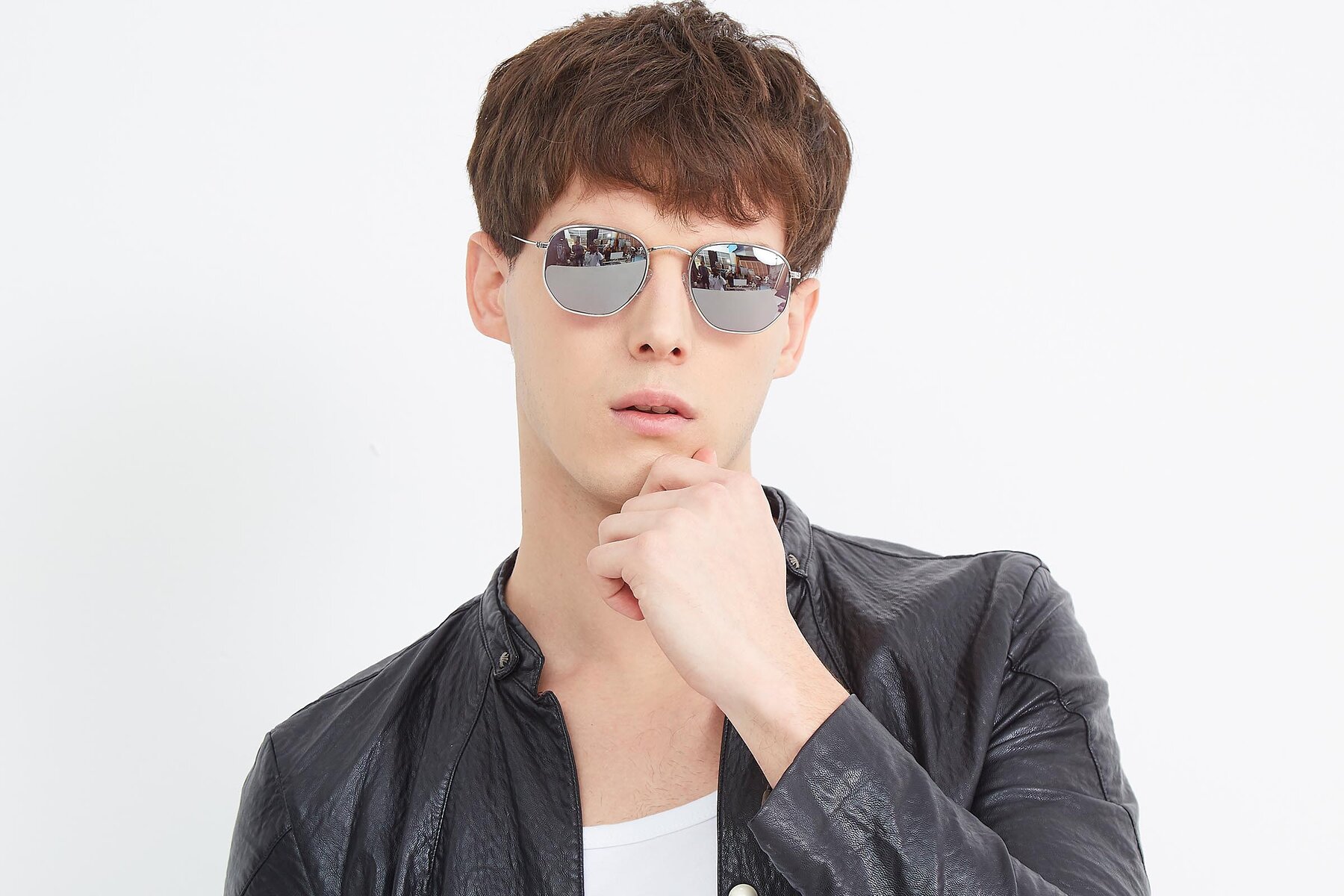 Men's lifestyle photography (landscape-1) of SSR1943 in Silver with Silver Mirrored Lenses