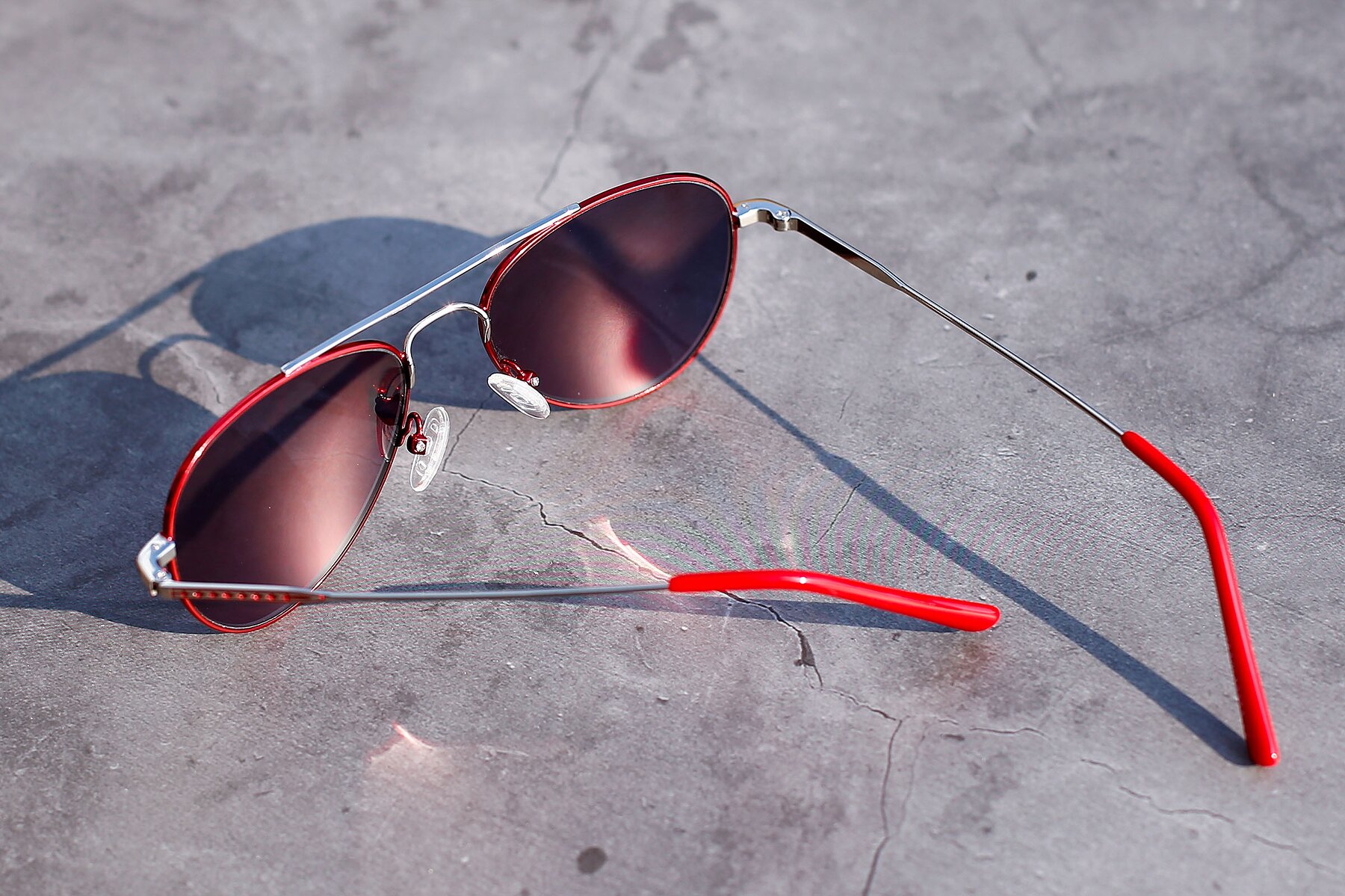 Women's lifestyle photography #3 of Richard in Red-Silver with Red Gold Mirrored Lenses