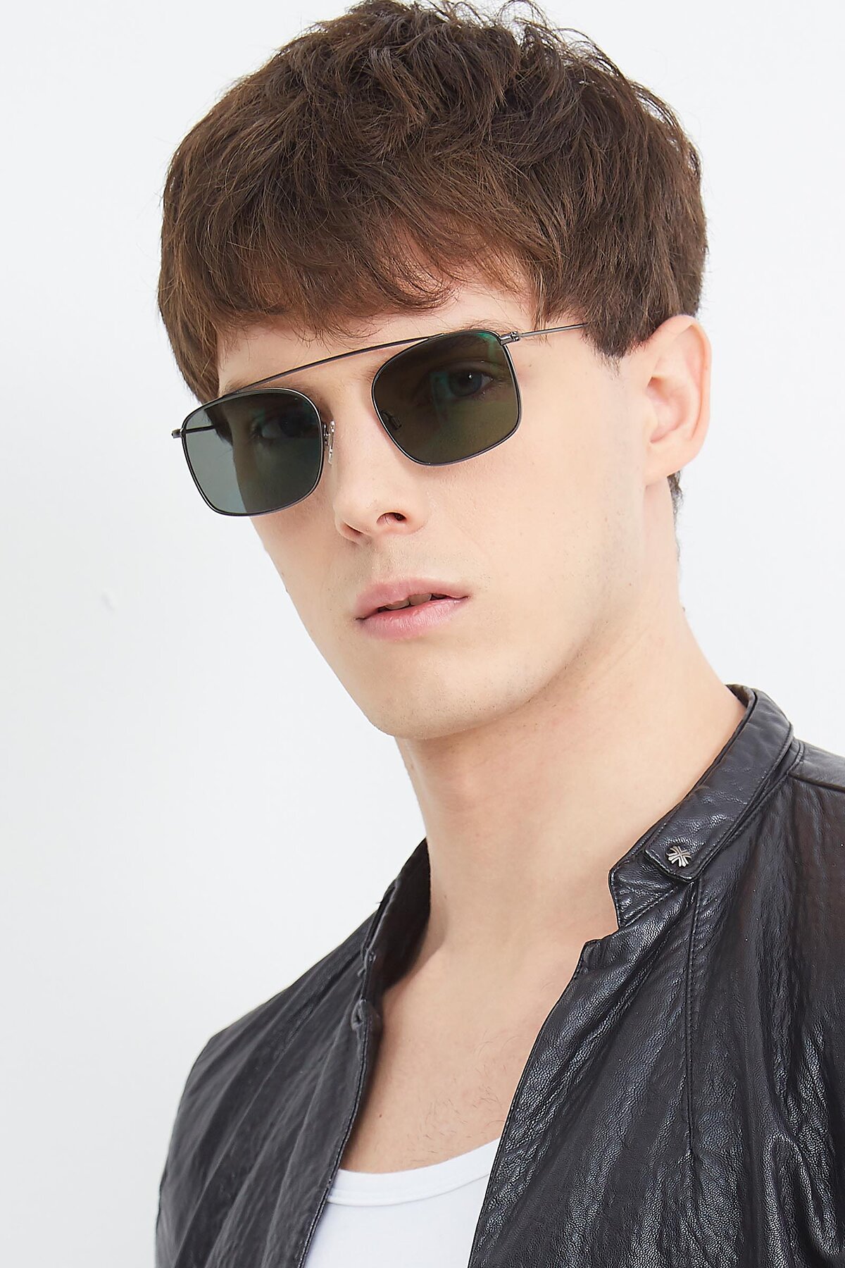 Men's lifestyle photography (portrait-2) of The Librarian in Gunmetal with Green Tinted Lenses