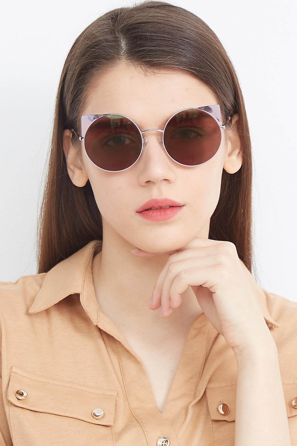Women's lifestyle photography (portrait-1) of SSR1955 in Pink with Brown Tinted Lenses
