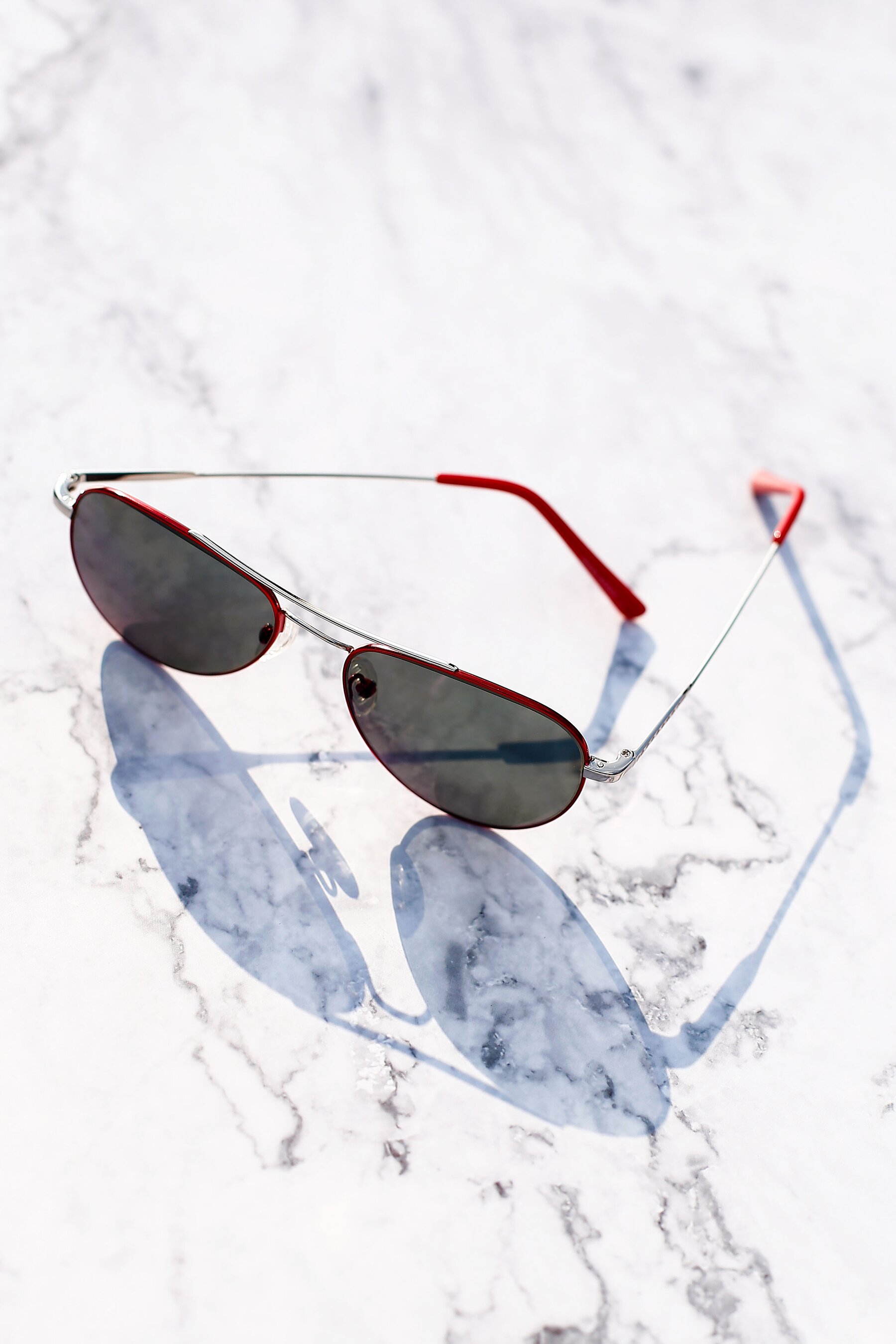 Women's lifestyle photography #4 of Richard in Red-Silver with Gray Tinted Lenses