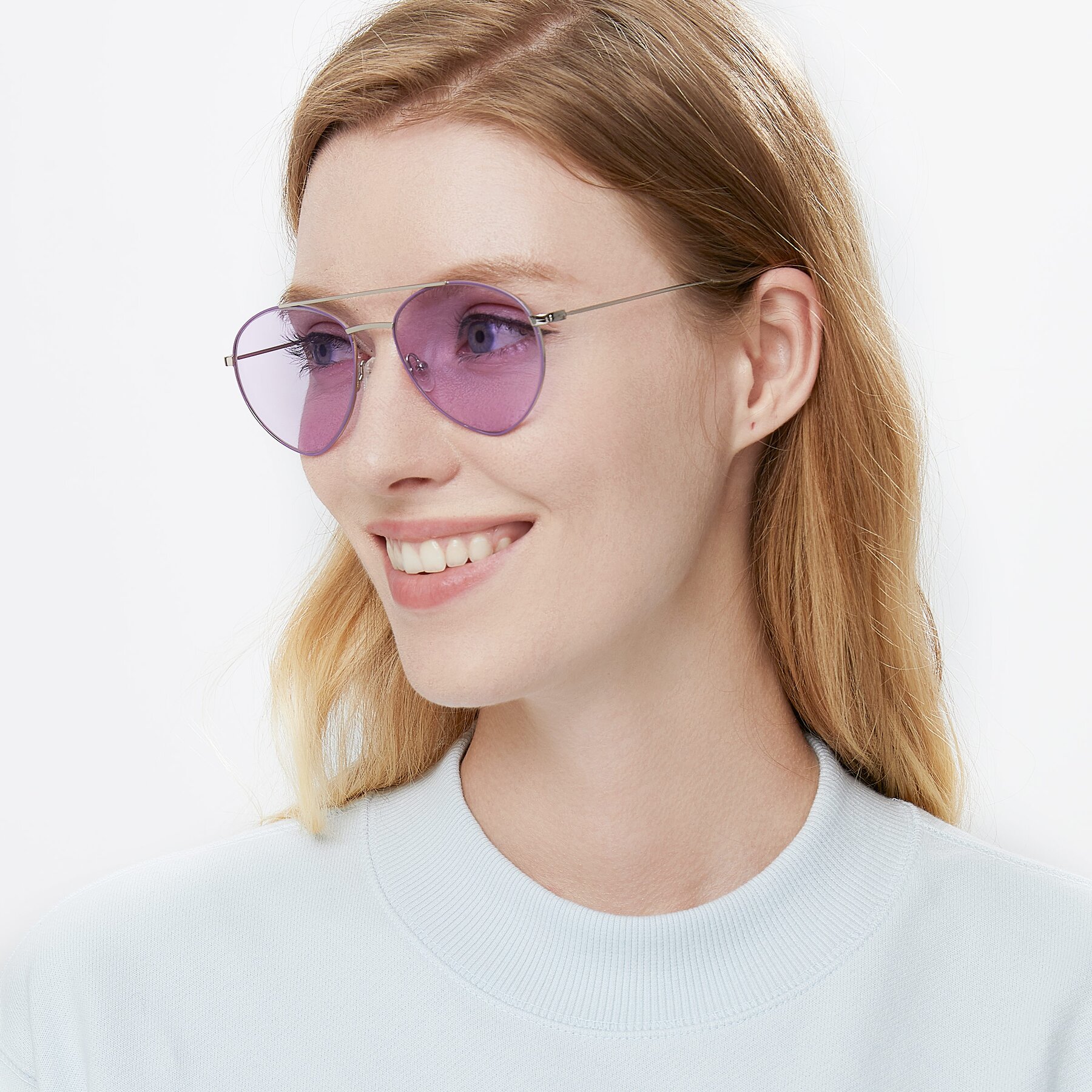 Women's lifestyle photography of 9459 in Silver-Purple with Light Purple Tinted Lenses