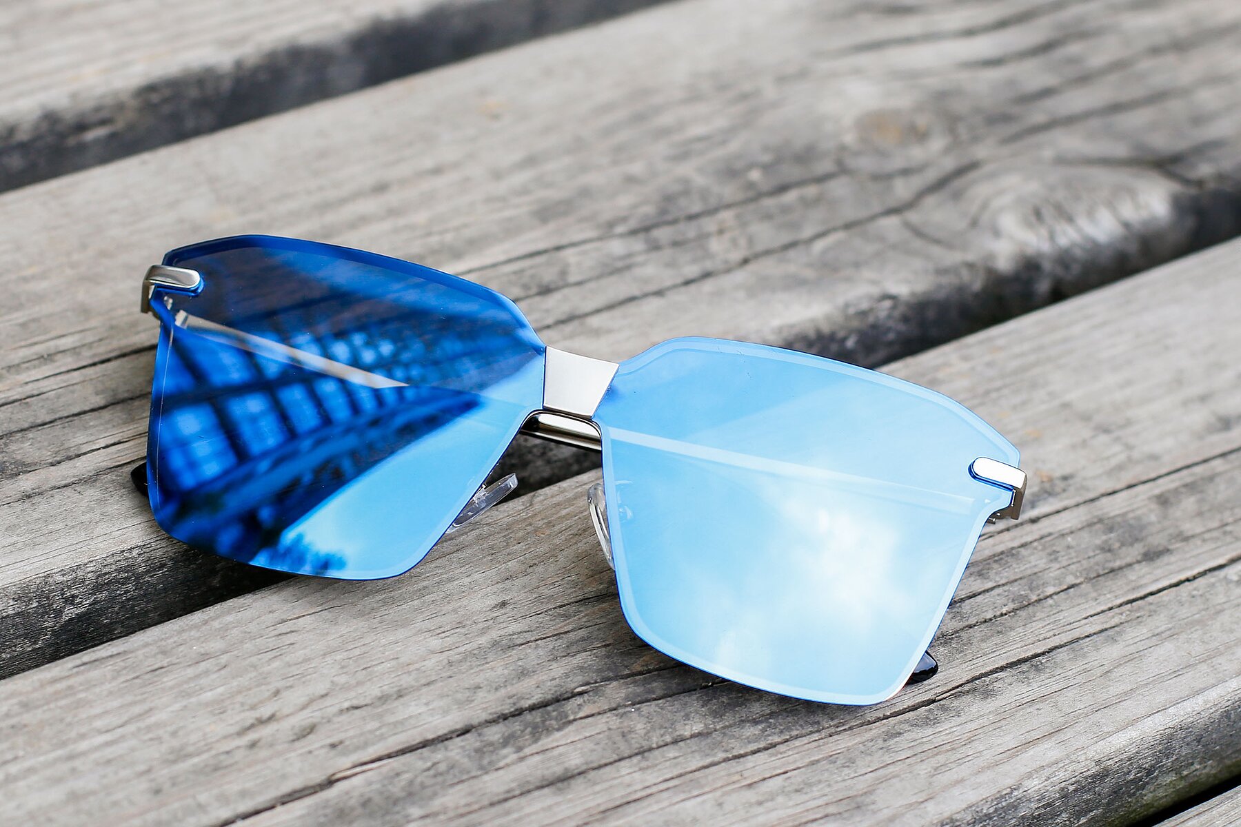 Women's lifestyle photography #1 of J2701 in Gunmetal with Blue Mirrored TAC Lenses